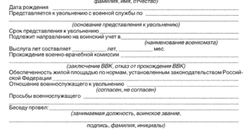 Лист беседы с военнослужащим при увольнении Лист беседы с военнослужащим при увольнении