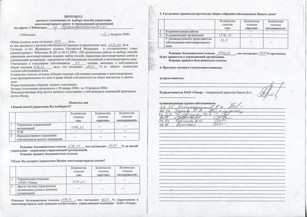 Как правильно составить протокол о выбое совета дома в мкд